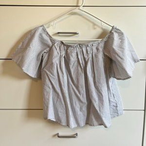 Express Crop off -the-shoulder Pinstripe Size Small